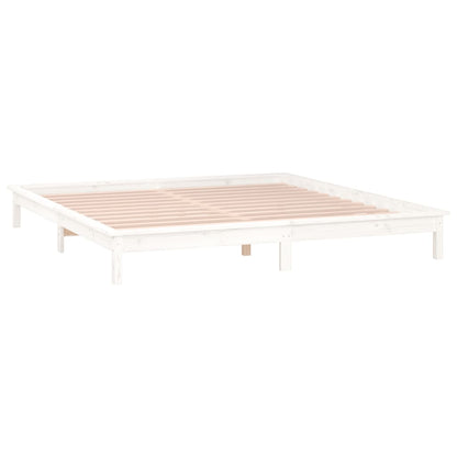 vidaXL LED Bed Frame without Mattress White 200x200 cm Solid Wood 6