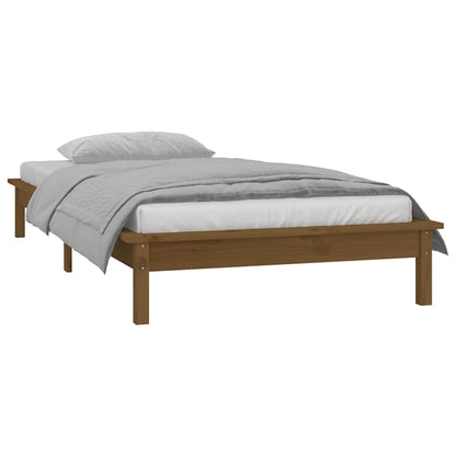 vidaXL LED Bed Frame without Mattress Honey Brown 75x190cm  Solid Wood 5