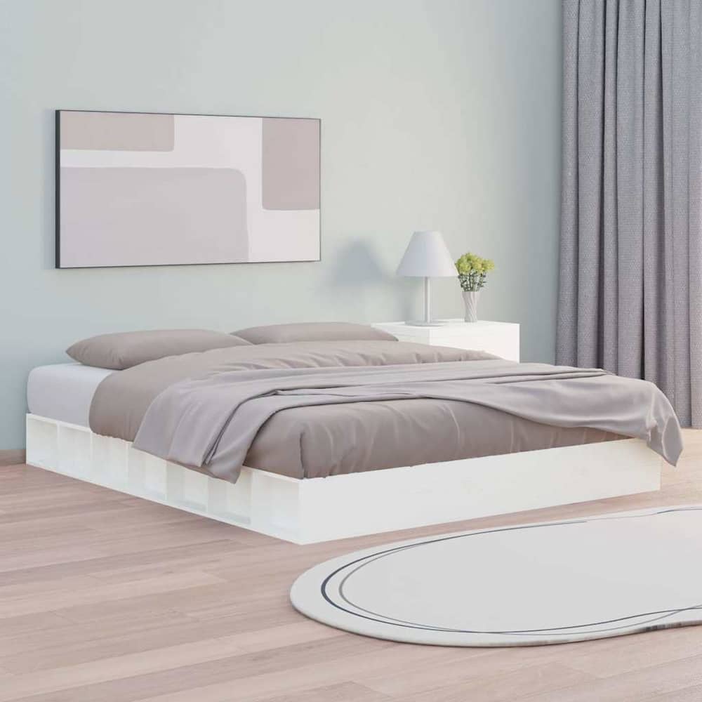 Bed Frame without Mattress Solid Wood Length White