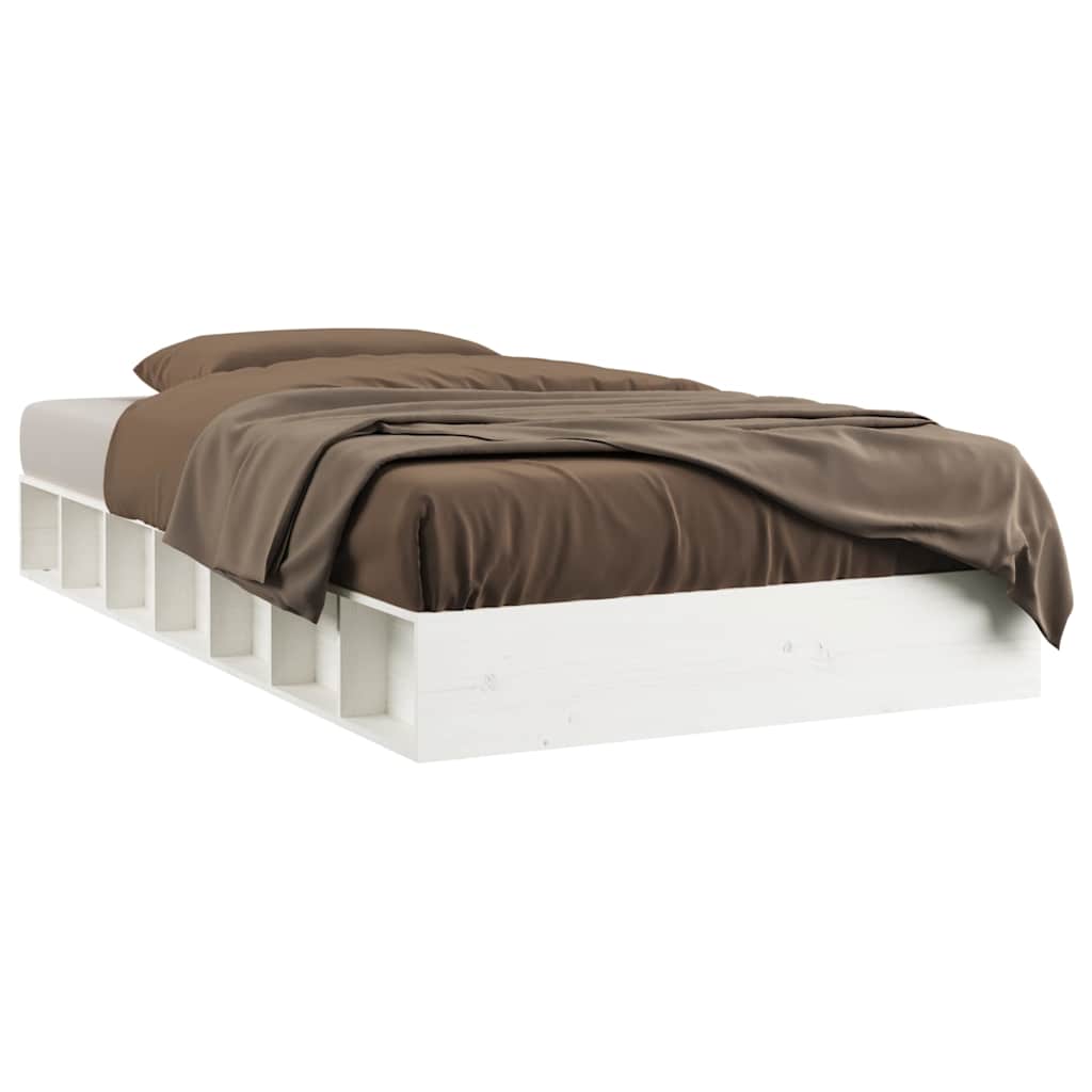 vidaXL Bed Frame without Mattress White 90x200 cm Solid Wood 2