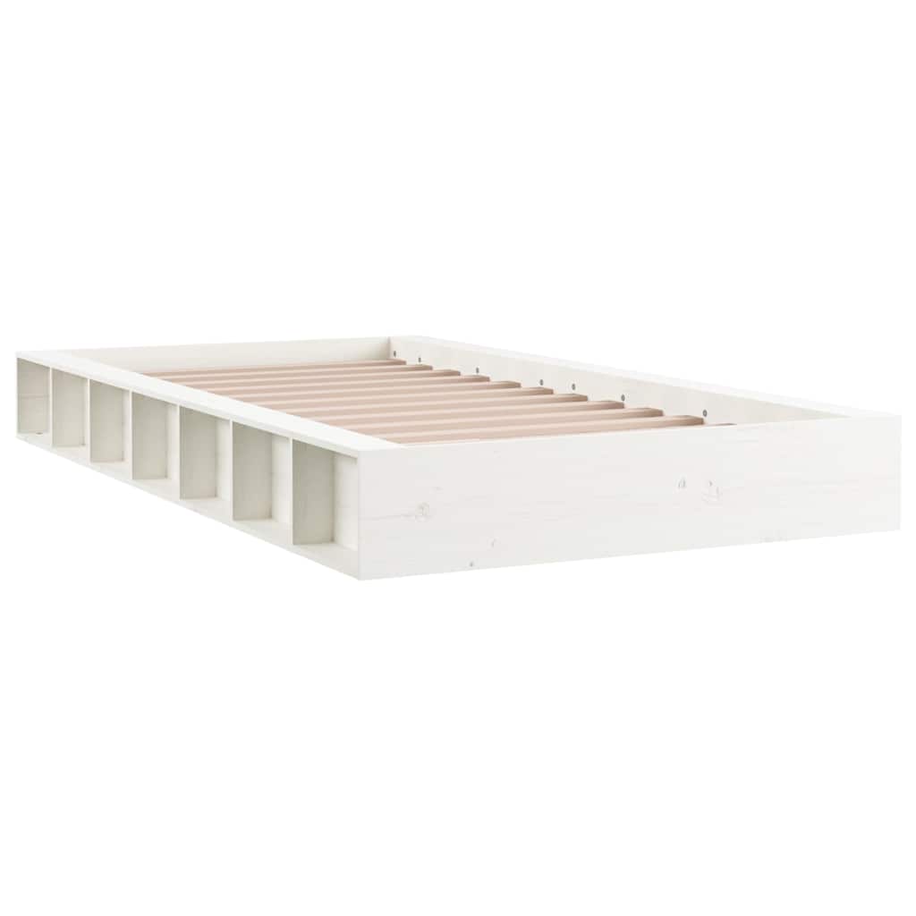 vidaXL Bed Frame without Mattress White 90x200 cm Solid Wood 3