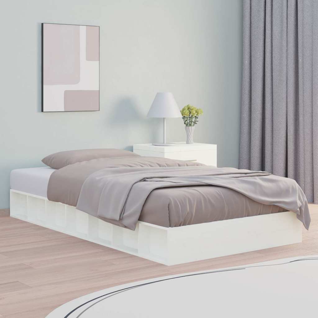 vidaXL Bed Frame without Mattress White 90x200 cm Solid Wood 1