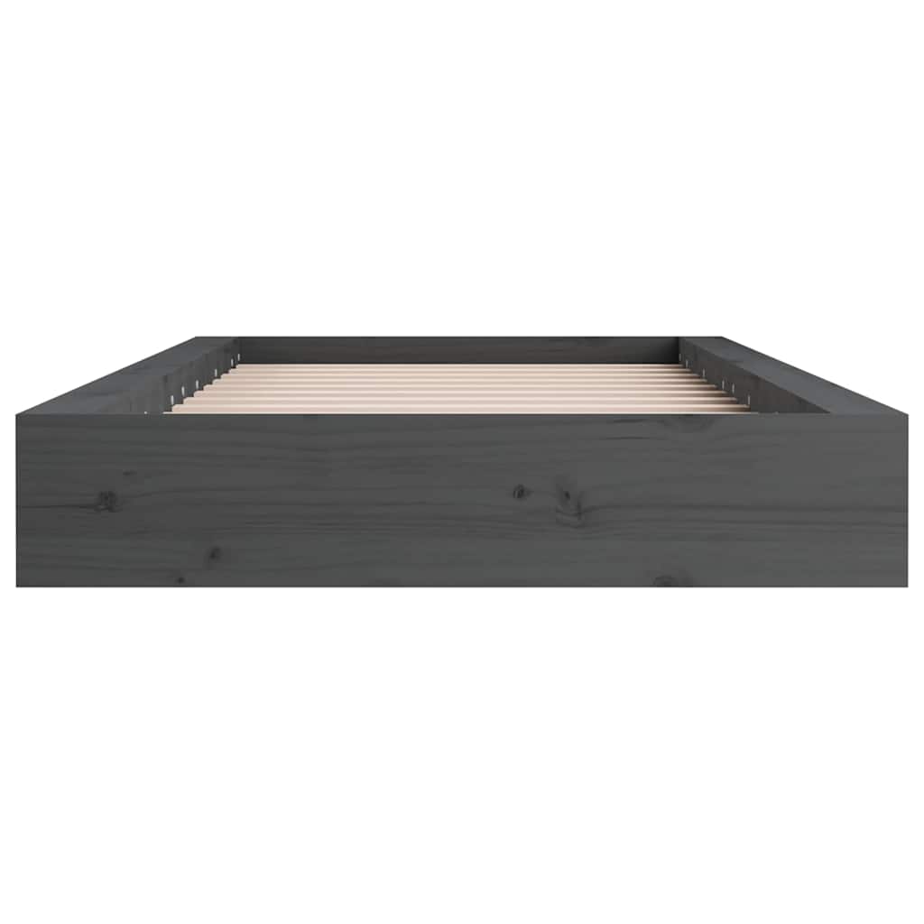 vidaXL Bed Frame without Mattress Grey 75x190 cm Solid Wood 4