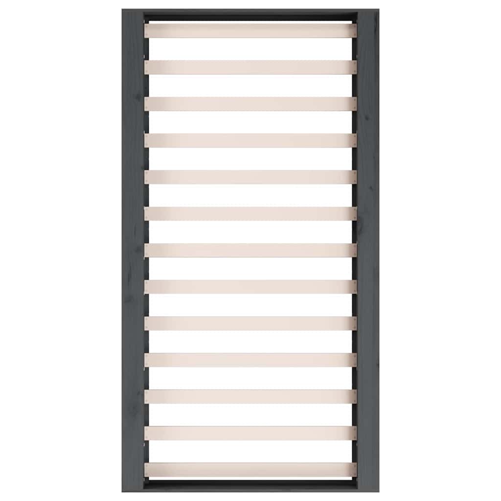 vidaXL Bed Frame without Mattress Grey 75x190 cm Solid Wood 6