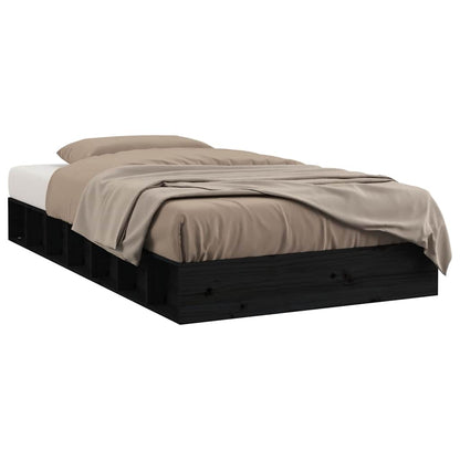 vidaXL Bed Frame without Mattress Black 75x190 cm Small Single  Solid Wood 2
