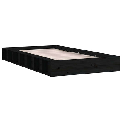 vidaXL Bed Frame without Mattress Black 75x190 cm Small Single  Solid Wood 3
