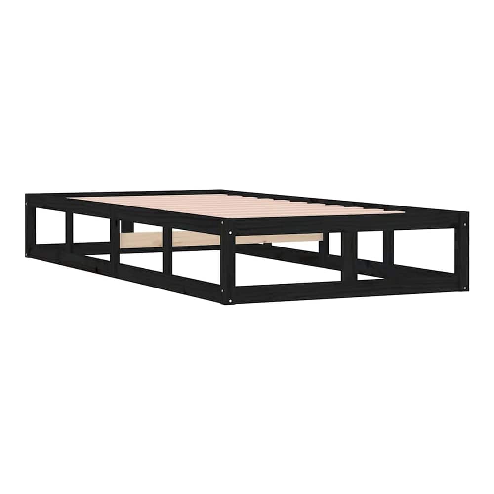 Bed Frame without Mattress Solid Wood Length 200 cm Black 90 cm