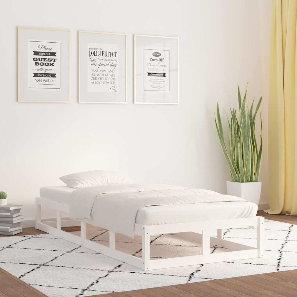 Bed Frame without Mattress Solid Wood Length 190 cm White
