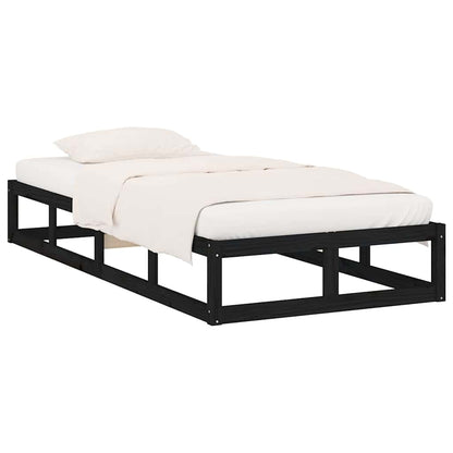 vidaXL Bed Frame without Mattress Black 75x190 cm Small Single  Solid Wood 3