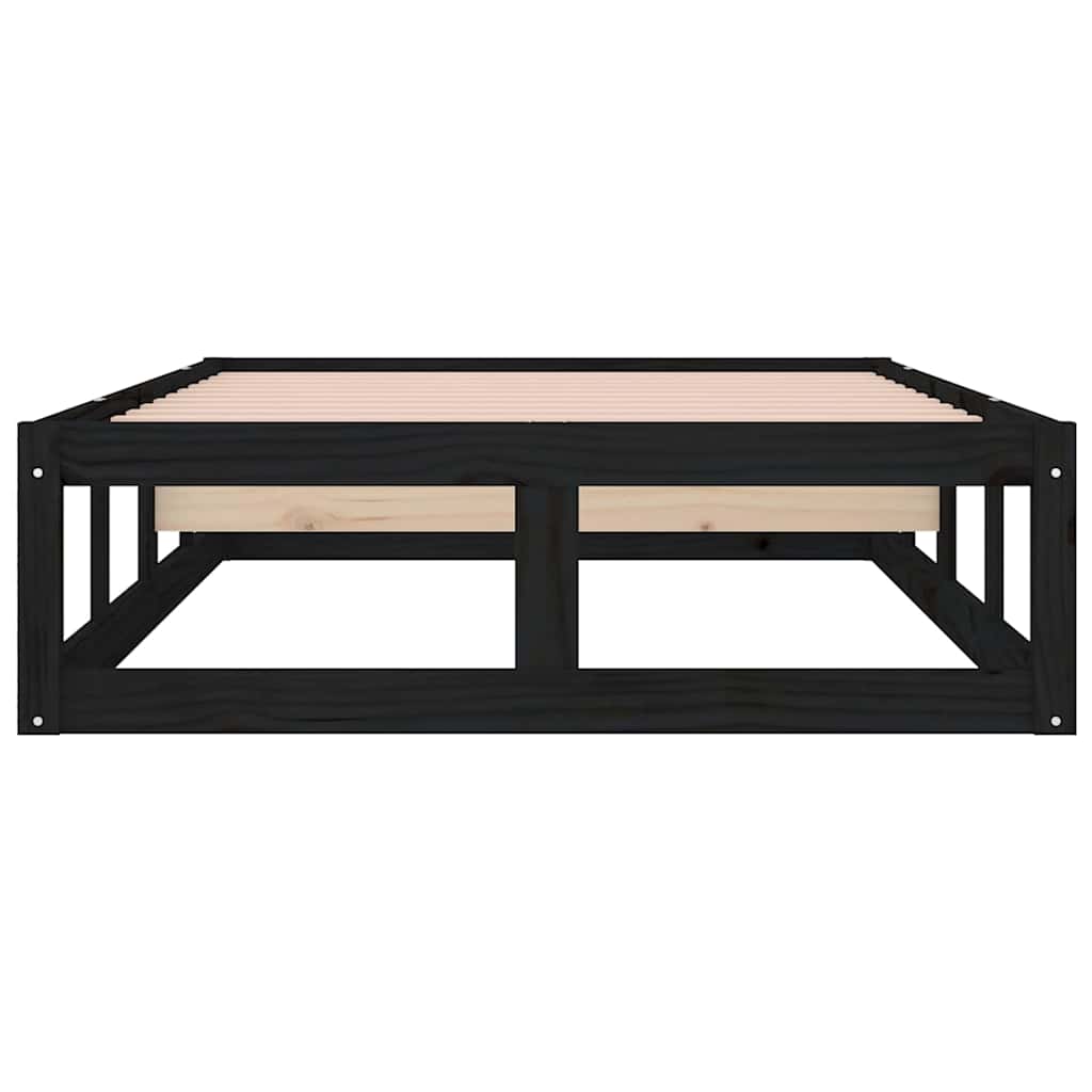 vidaXL Bed Frame without Mattress Black 75x190 cm Small Single  Solid Wood 5