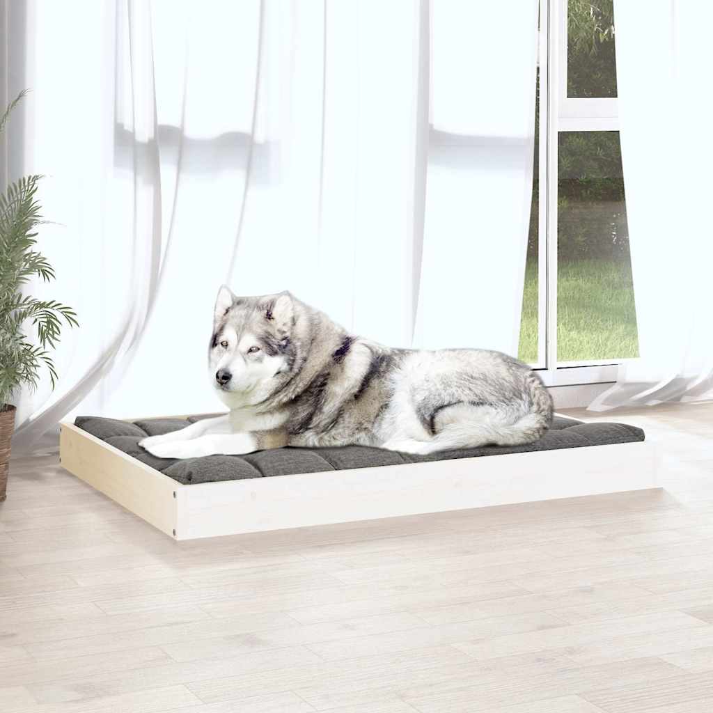 vidaXL Dog Bed White 101.5x74x9 cm Solid Wood Pine 5