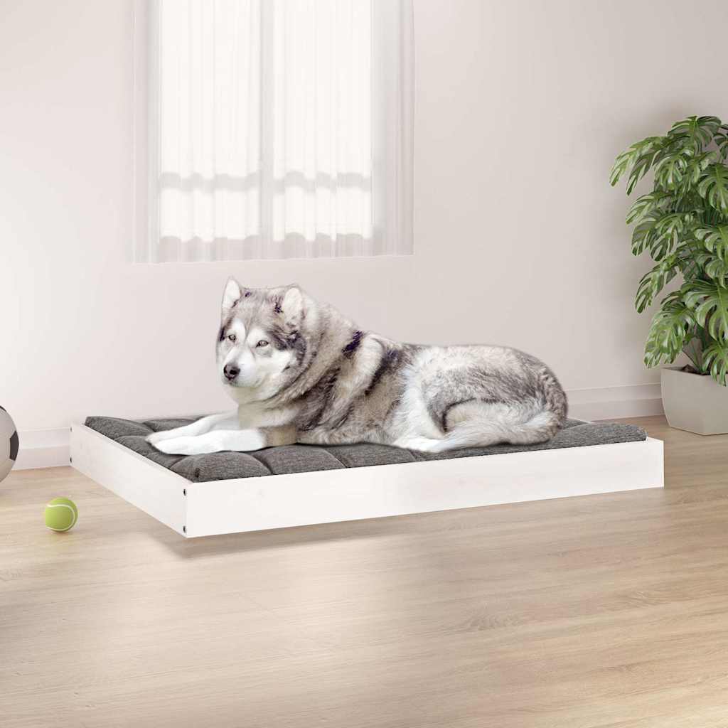 vidaXL Dog Bed White 101.5x74x9 cm Solid Wood Pine 1