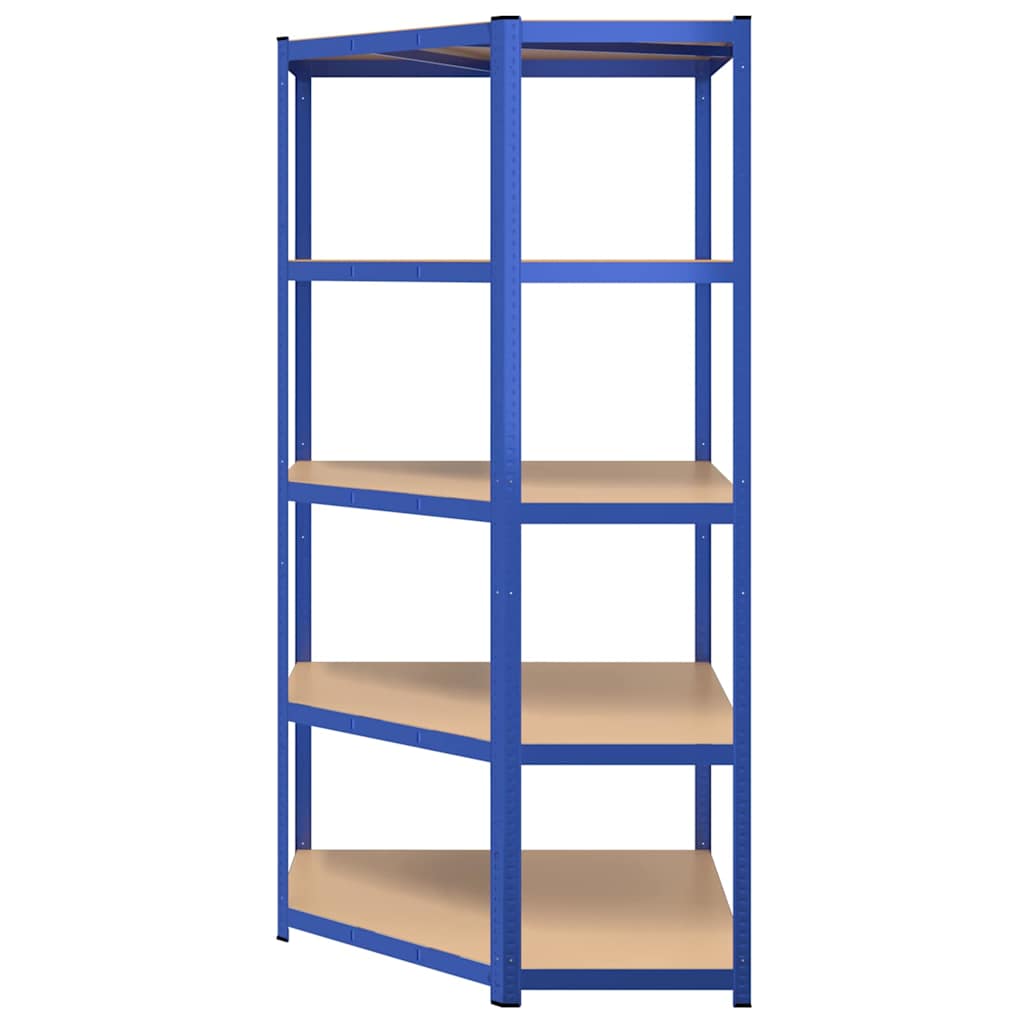vidaXL 5-Layer Corner Shelf Blue Steel&Engineered Wood 5