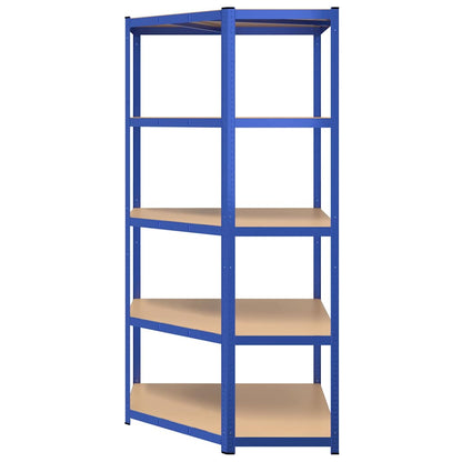 vidaXL 5-Layer Corner Shelf Blue Steel&Engineered Wood 5