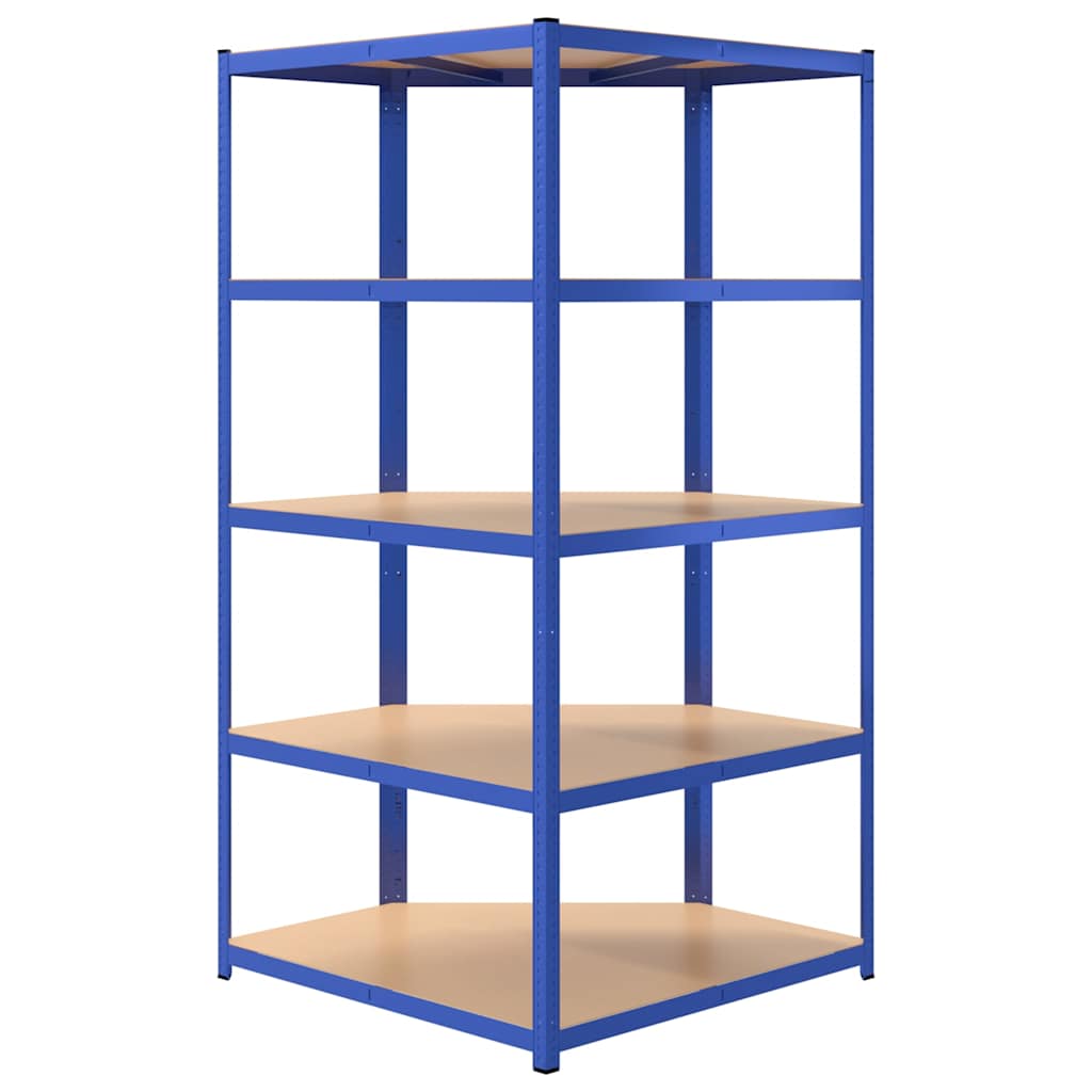 vidaXL 5-Layer Corner Shelf Blue Steel&Engineered Wood 6