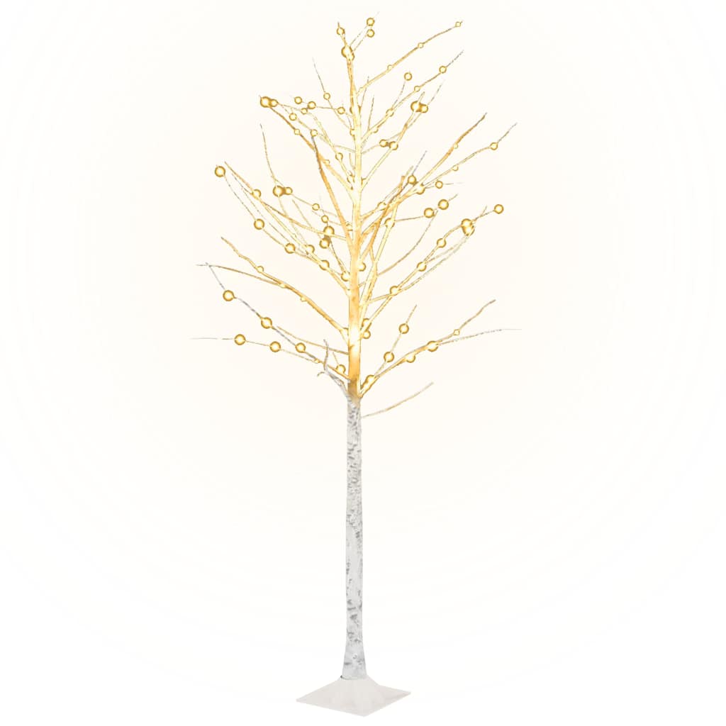 345145 vidaXL LED White Birch Tree Warm White 128 LEDs 220 cm 2