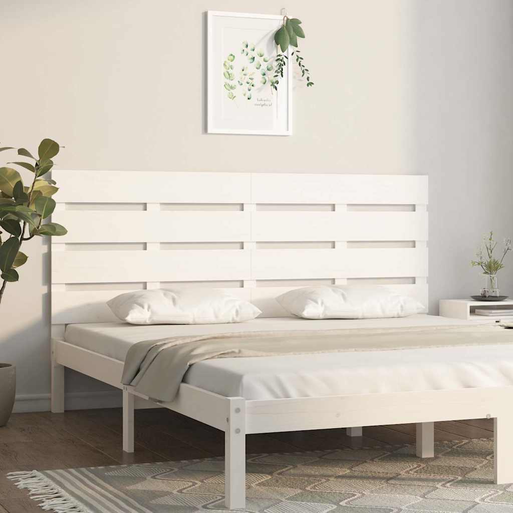 vidaXL Headboard White 160x3x80 cm Solid Wood Pine 1