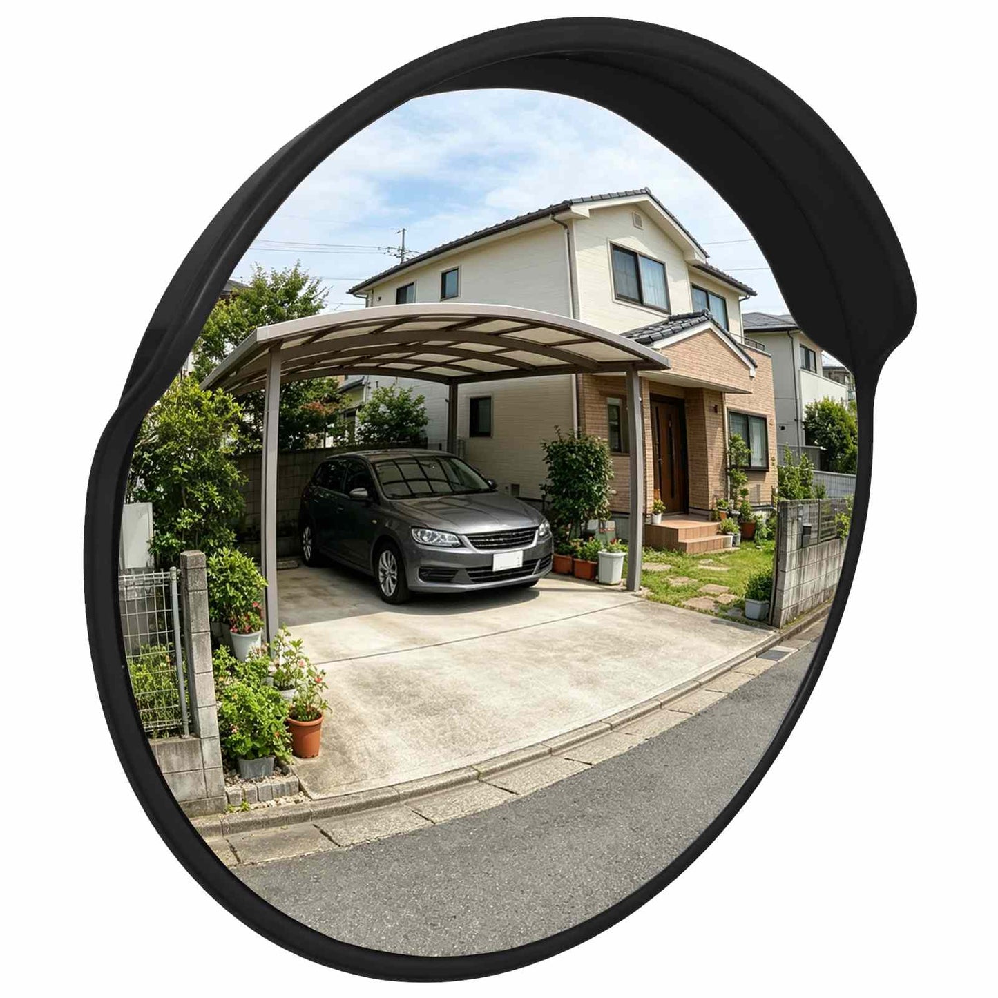 vidaXL Outdoor Convex Traffic Mirror Black Ø60 cm Polycarbonate 1
