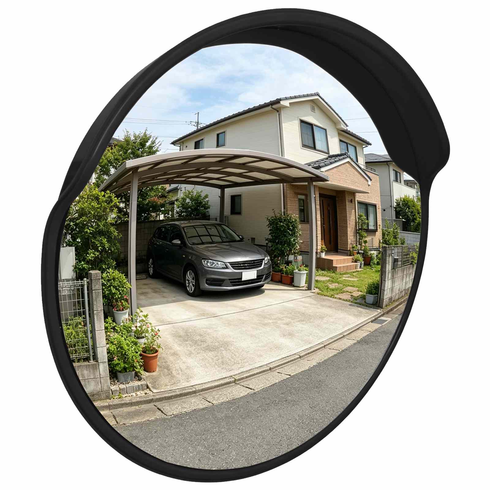 vidaXL Outdoor Convex Traffic Mirror Black Ø60 cm Polycarbonate 1