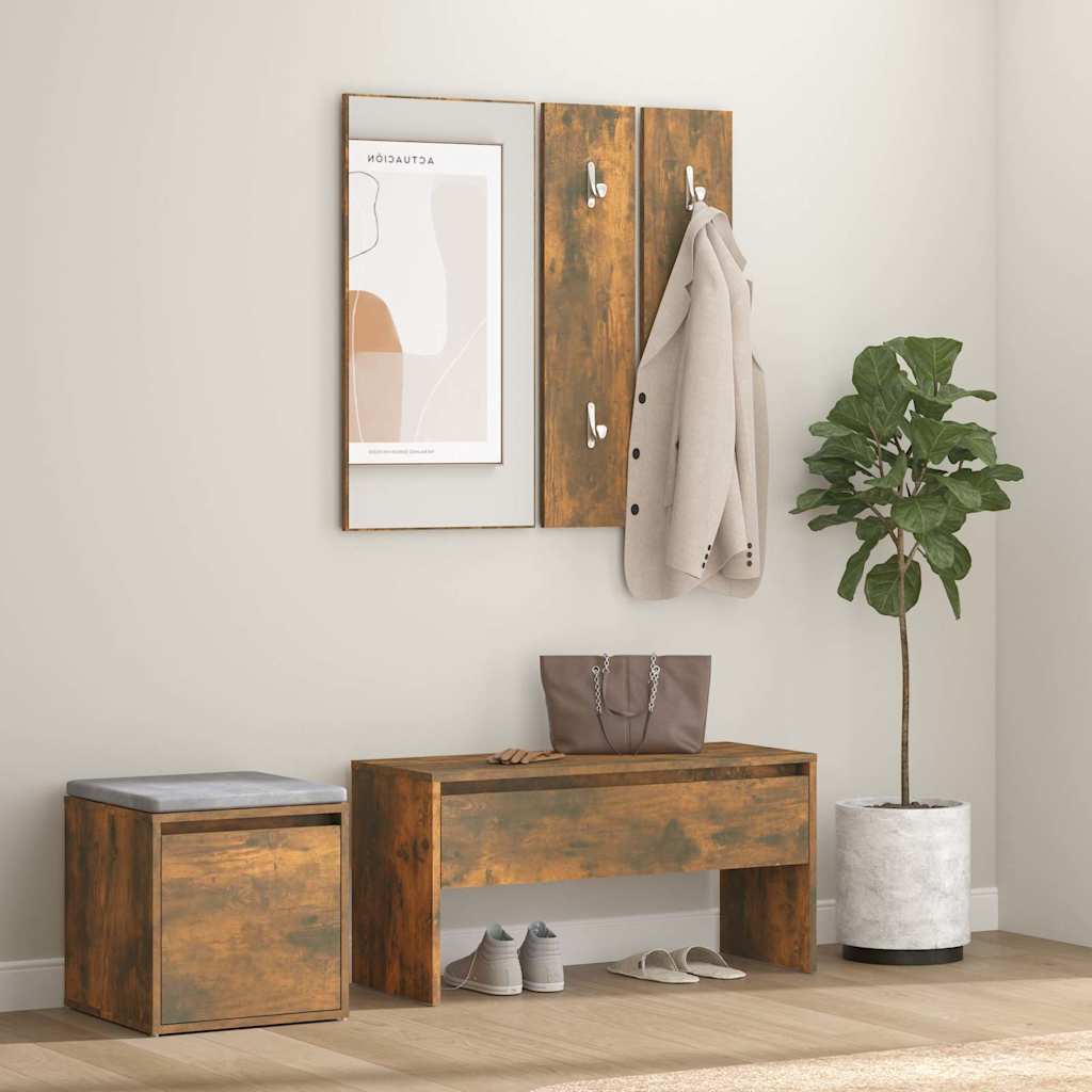 Hallway Furniture Set Engineered Wood Smoked oak