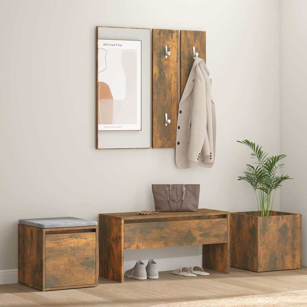 Hallway Furniture Set Engineered Wood Smoked oak