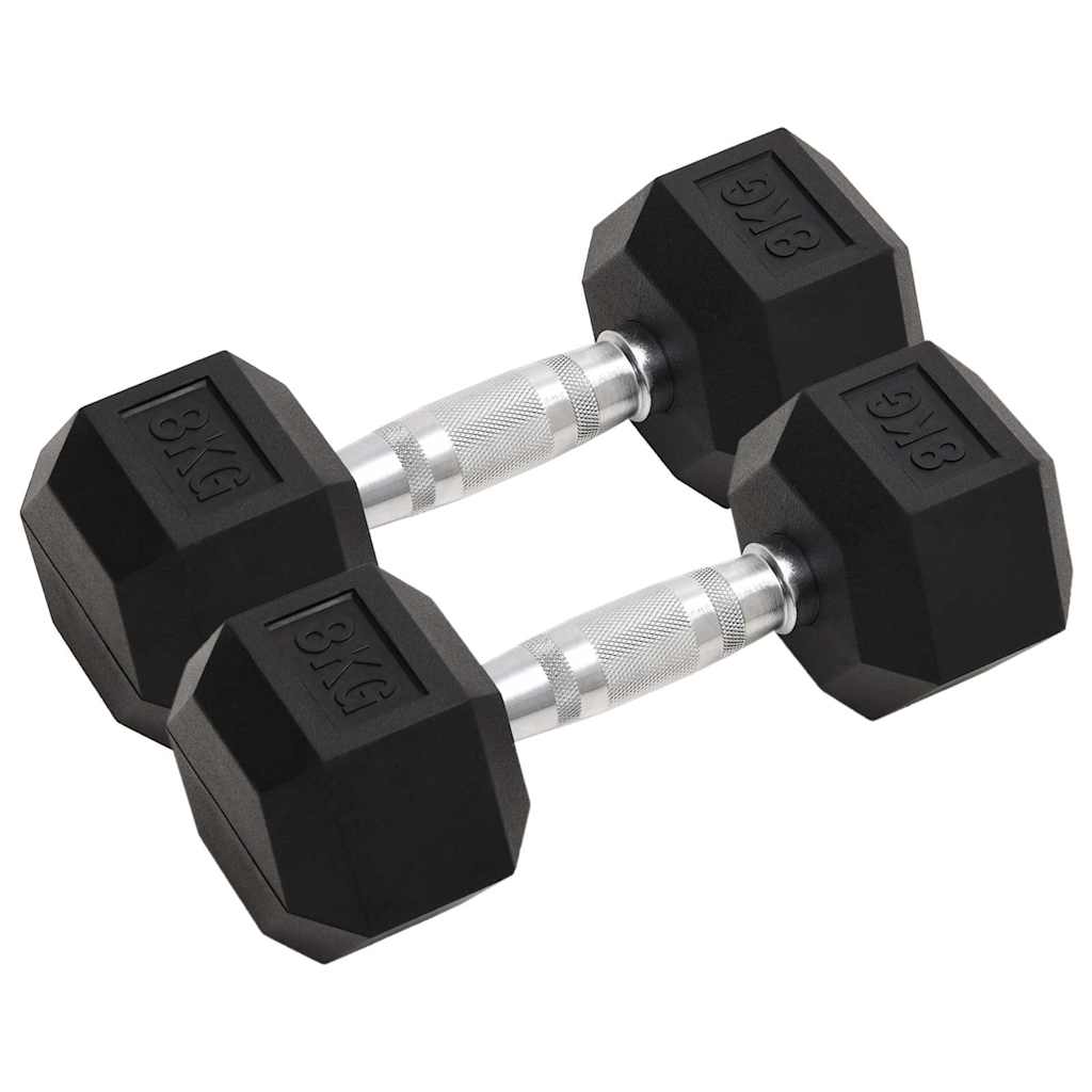 vidaXL Dumbbells 2 pcs 8 kg Total Cast Iron 1