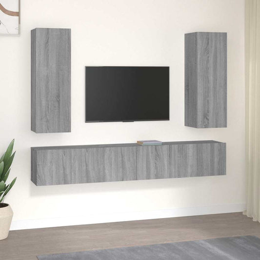 TV Cabinet Set Engineered Wood 5 pcs Grey sonoma