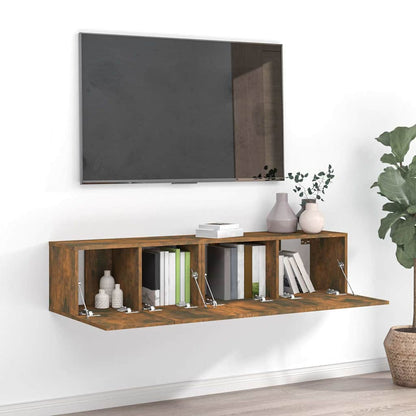 vidaXL 2 Piece TV Cabinet Set Smoked Oak Engineered Wood 1