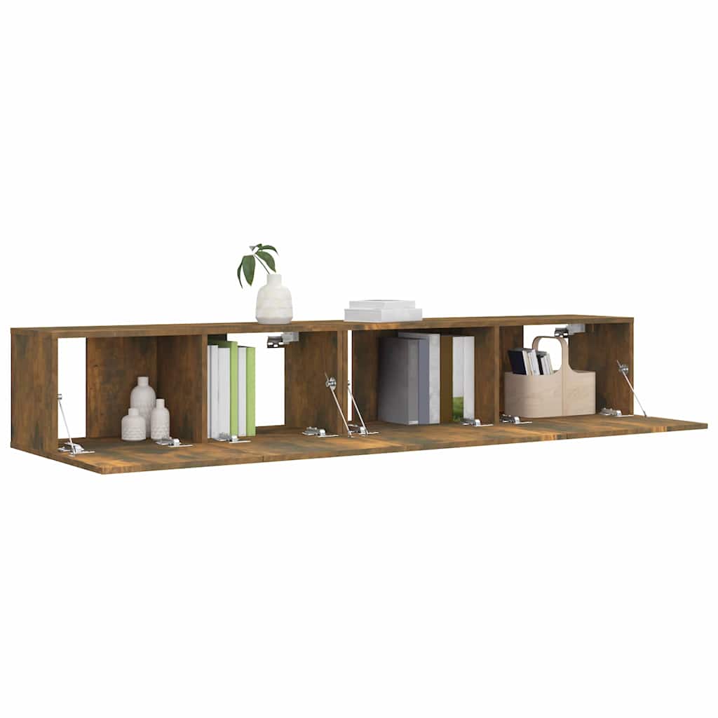 vidaXL 2 Piece TV Cabinet Set Smoked Oak Engineered Wood 3
