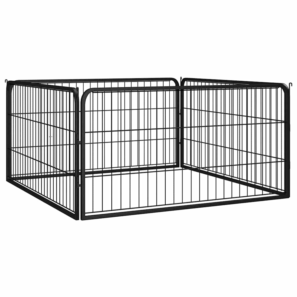vidaXL Dog Playpen 4 Panels Black 100x50 cm Powder-coated Steel 1