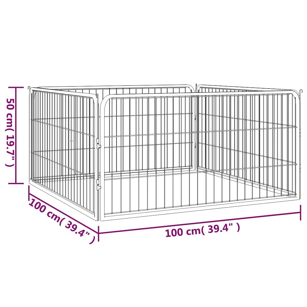 vidaXL Dog Playpen 4 Panels Black 100x50 cm Powder-coated Steel 6
