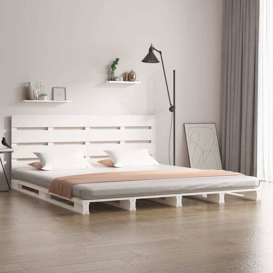 Bed Frame without Mattress Solid Wood Pine Length White