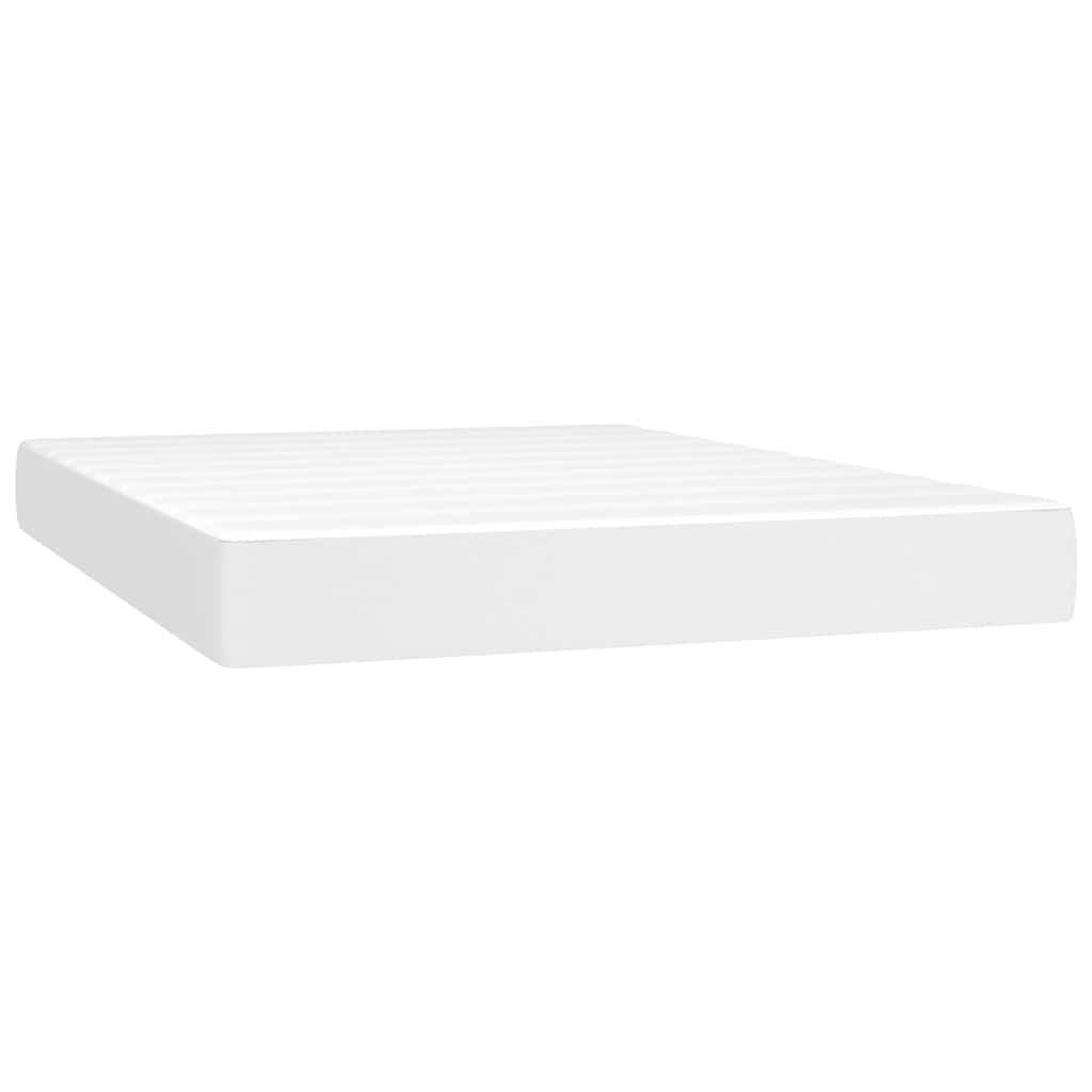 Pocket Spring Bed Mattress 100x190x20cm Faux Leather White Double Size