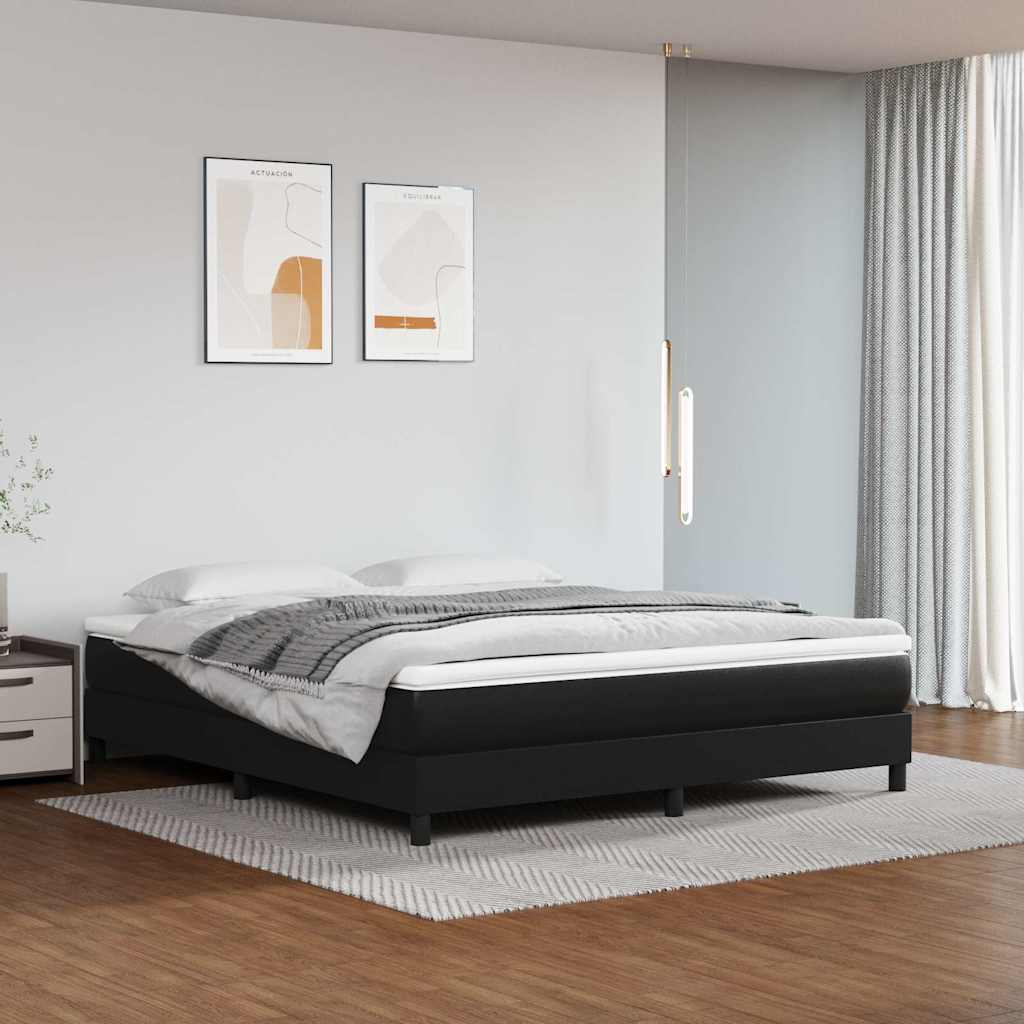 Pocket Spring Bed Mattress Faux Leather Black King