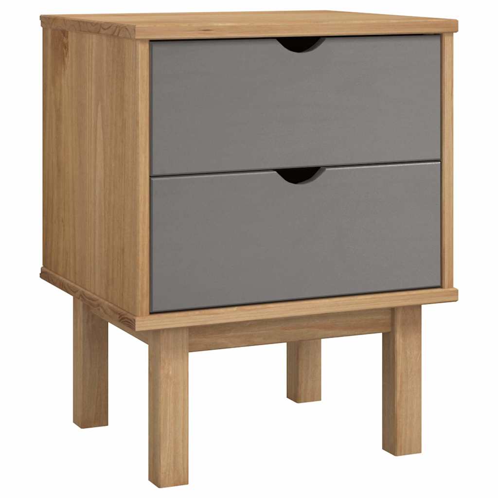 vidaXL Bedside Cabinet "OTTA" Brown&Grey 45x39x57 cm Solid Wood Pine 2