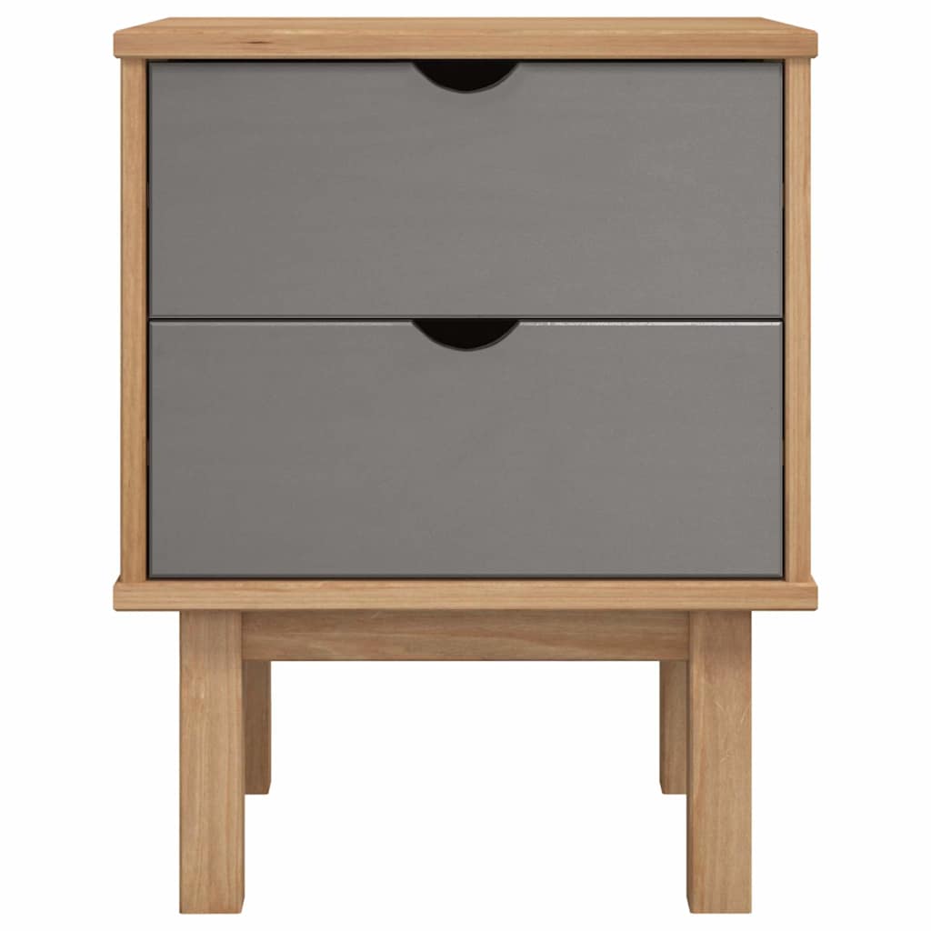 vidaXL Bedside Cabinet "OTTA" Brown&Grey 45x39x57 cm Solid Wood Pine 3