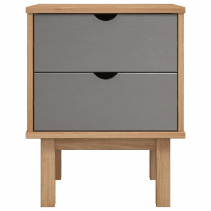 vidaXL Bedside Cabinet "OTTA" Brown&Grey 45x39x57 cm Solid Wood Pine 3