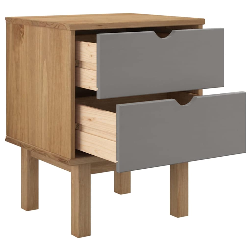 vidaXL Bedside Cabinet "OTTA" Brown&Grey 45x39x57 cm Solid Wood Pine 4