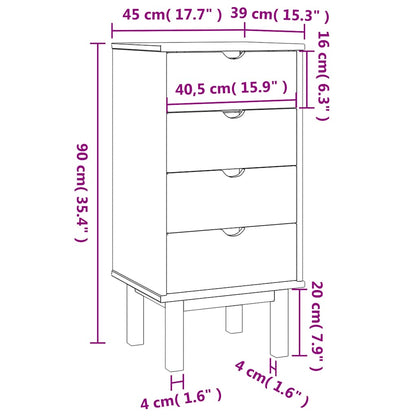 vidaXL Drawer Cabinet OTTA 45x39x90cm Solid Wood Pine 6