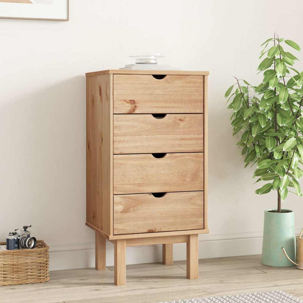 vidaXL Drawer Cabinet OTTA 45x39x90cm Solid Wood Pine 1