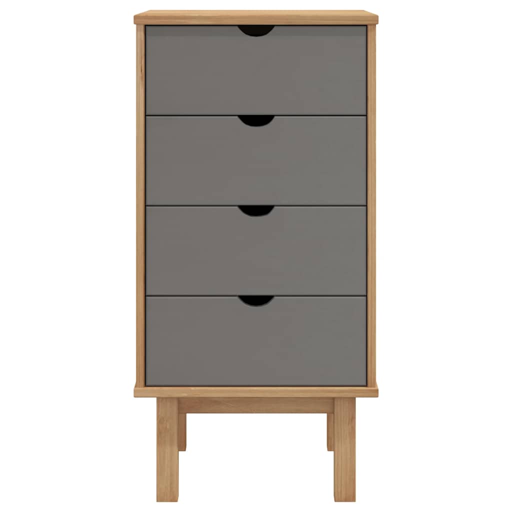 vidaXL Drawer Cabinet OTTA Brown&Grey 45x39x90cm Solid Wood Pine 3