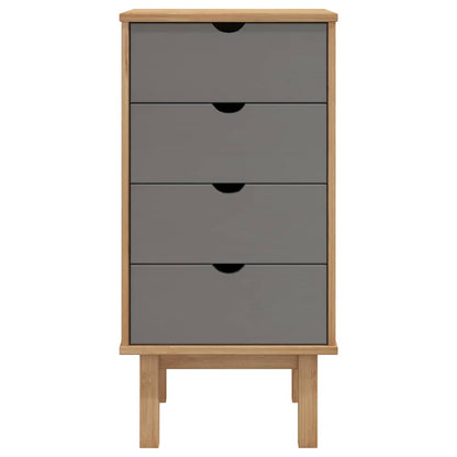 vidaXL Drawer Cabinet OTTA Brown&Grey 45x39x90cm Solid Wood Pine 3