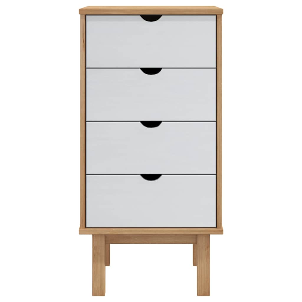 vidaXL Drawer Cabinet OTTA Brown&White 45x39x90cm Solid Wood Pine 3