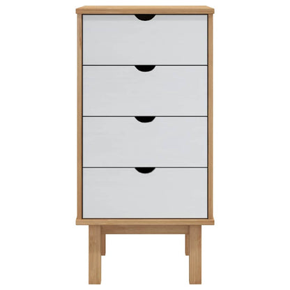 vidaXL Drawer Cabinet OTTA Brown&White 45x39x90cm Solid Wood Pine 3