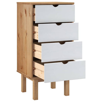 vidaXL Drawer Cabinet OTTA Brown&White 45x39x90cm Solid Wood Pine 4