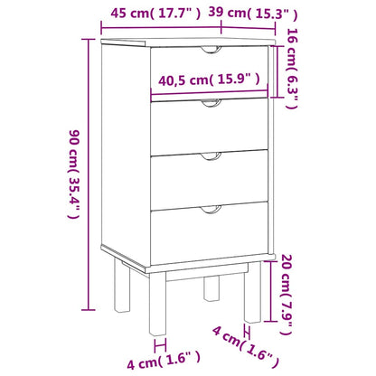 vidaXL Drawer Cabinet OTTA Brown&White 45x39x90cm Solid Wood Pine 6
