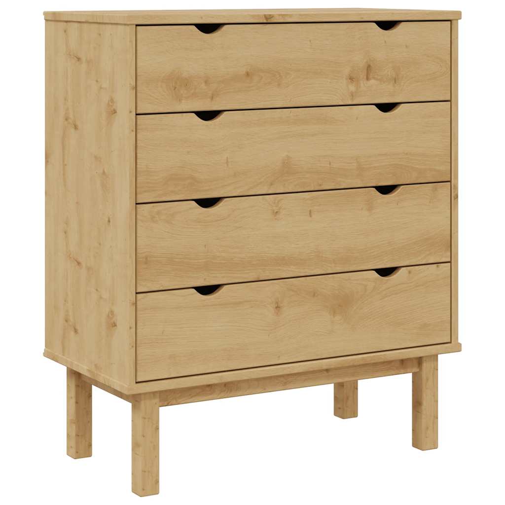 vidaXL Drawer Cabinet OTTA 76.5x39.5x90cm Solid Wood Pine 2