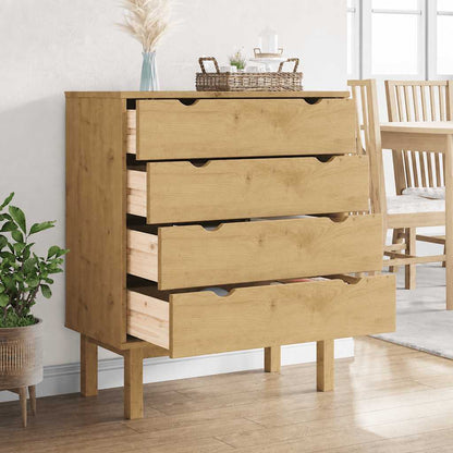 vidaXL Drawer Cabinet OTTA 76.5x39.5x90cm Solid Wood Pine 3