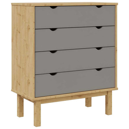 vidaXL Drawer Cabinet OTTA Brown&Grey 76.5x39.5x90cm Solid Wood Pine 2