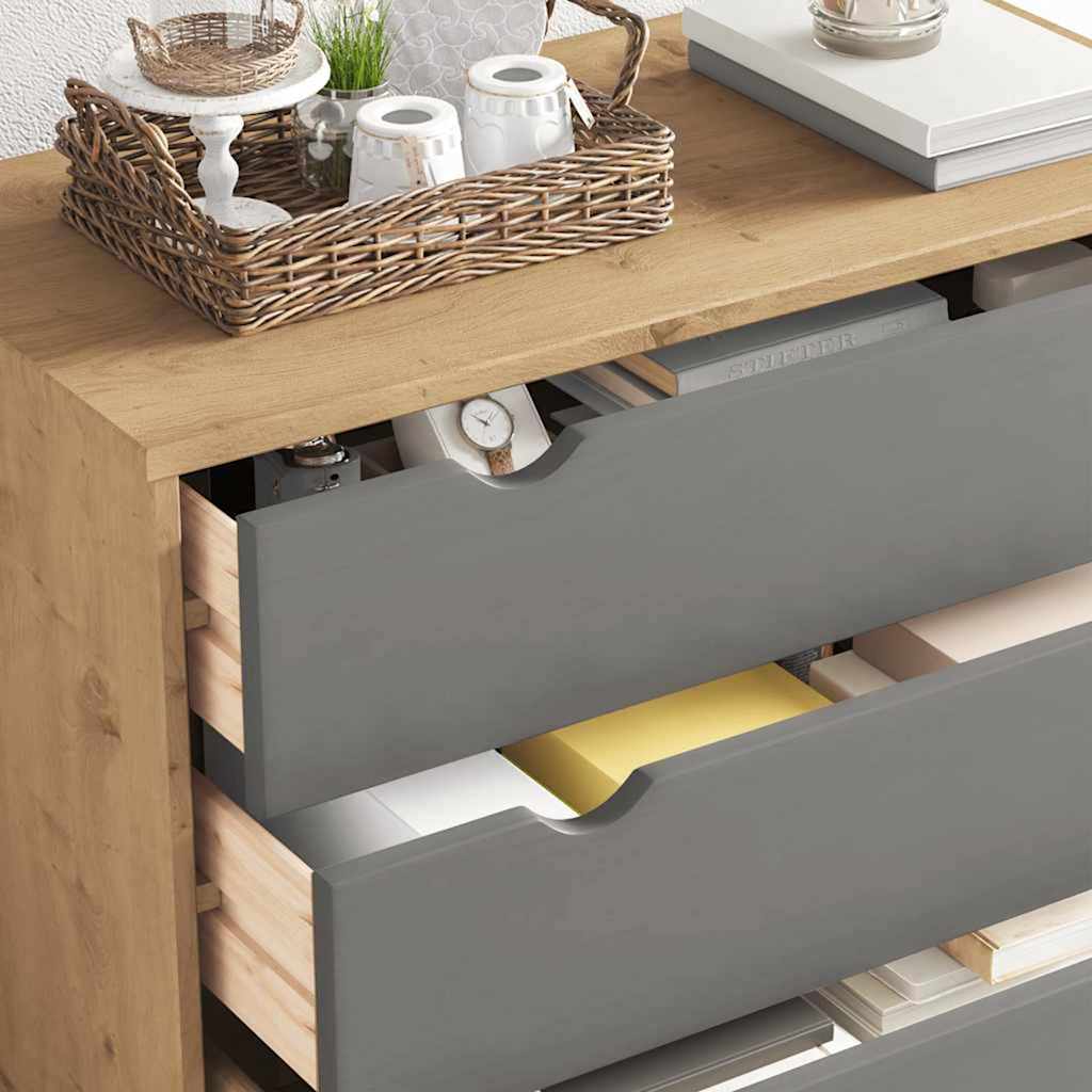 vidaXL Drawer Cabinet OTTA Brown&Grey 76.5x39.5x90cm Solid Wood Pine 4